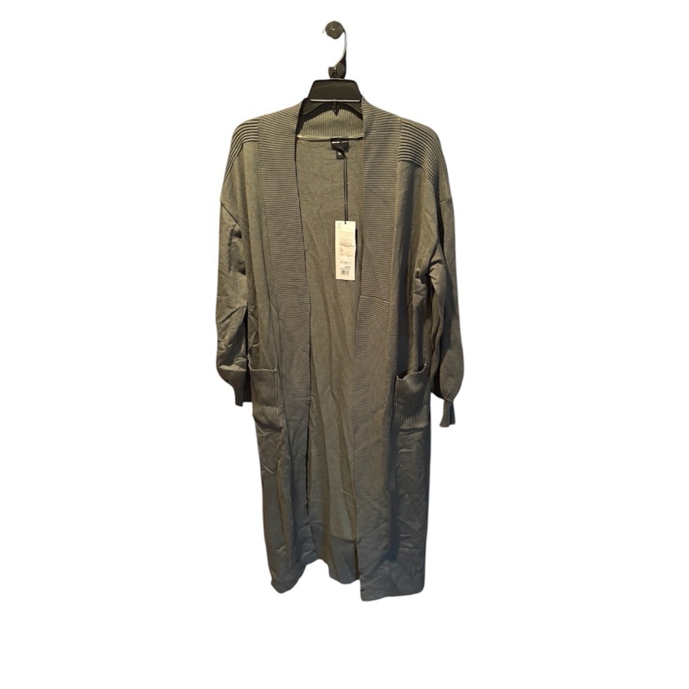 River Island Khaki Longline Cardigan Medium NWT FLAWED